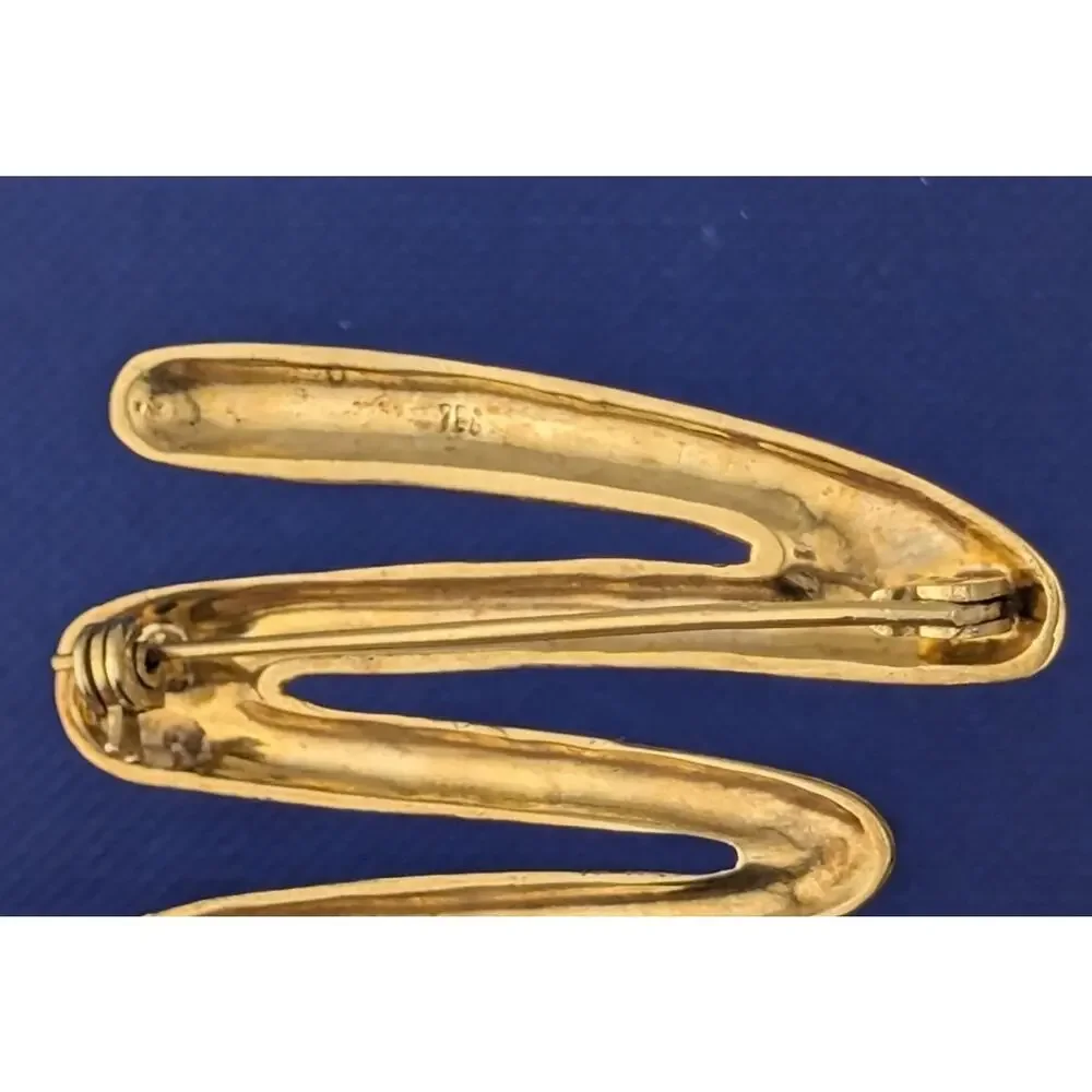 18kt Yellow Gold Zig Zag Squiggle Pin/Brooch - 16.0g